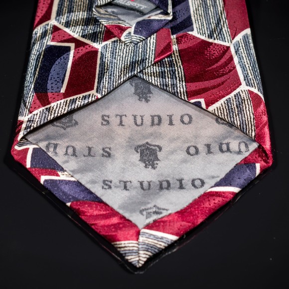 Vintage Robert Talbott Studio Burgundy Navy Abstract Silk Men's Designer Tie - Picture 4 of 5